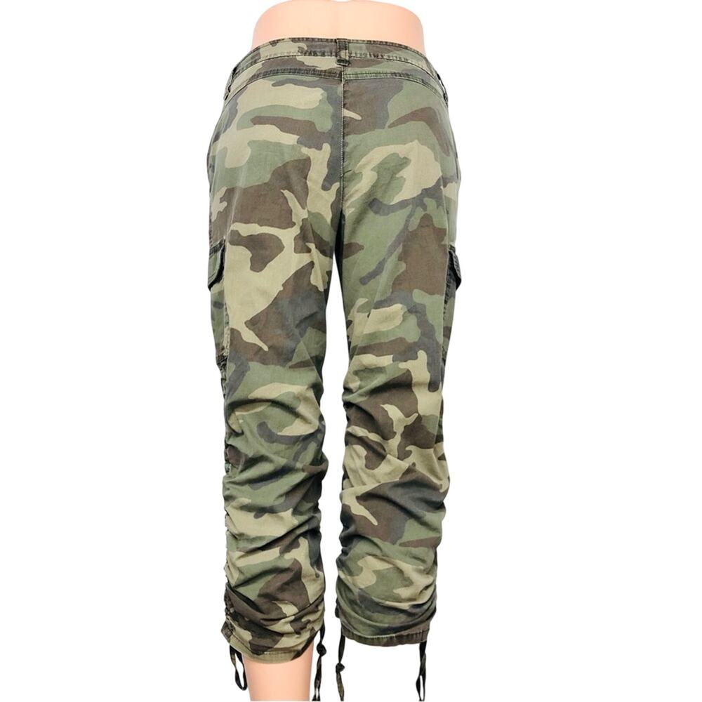 INC International Concepts Petite Crop Camo Cargo Pants Adjustable Side Ruching - Picture 15 of 16